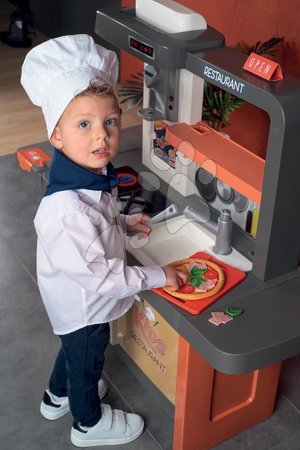 Játékkonyha szettek - Szett étterem elektronikus konyhával Kids Restaurant és mély babakocsi Smoby - 12