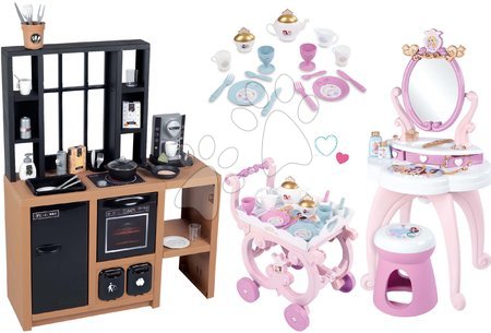 Kuchyňky pro děti sety - Set kuchyňka moderní Loft Industrial a kosmetický stolek Princezny Smoby