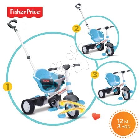 Tříkolky od 10 měsíců - Tříkolka Fisher-Price Charm Touch Steering smarTrike - 1