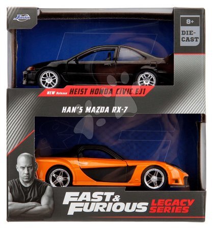 Játékautók és járművek - Kisautók Honda Civic Coupe és Han´s Mazda RX-7 Fast & Furious Twin Pack Jada - 6