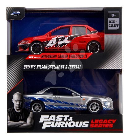 Modely - Autíčka Mitsubishi Lancer Evolution IX a Nissan Skyline GTR R34 Fast & Furious Twin Pack Jada - 2