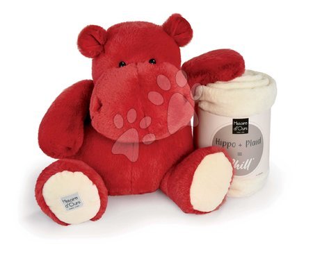 Plush toys - Plyšový hroch s dekou Red Love Hippo Chill Histoire d’ Ours