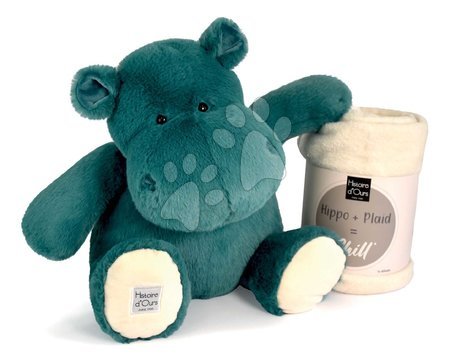 Plush toys - Plyšový hroch s dekou Emerald Green Hippo Chill Histoire d’ Ours