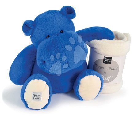 Plush toys - Plyšový hroch s dekou Royal Blue Hippo Chill Histoire d’ Ours