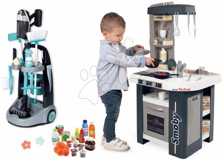 Spielzeuge für Mädchen vom Hersteller Smoby - Set Reinigungswagen und Küche mit Geräuschen Rowenta Trolley Smoby