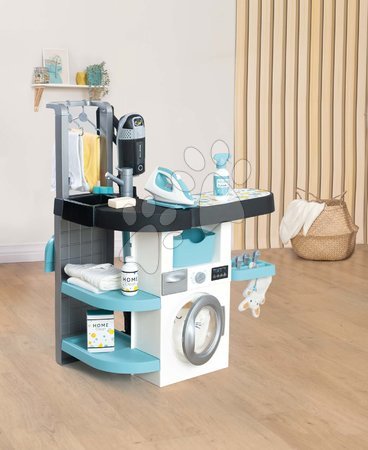 Waschmaschinen für Kinder - Set Waschraum mit Frontlader-Waschmaschine und Küche Tech Edition Rowenta Wash&Clean Laundry Smoby - 6