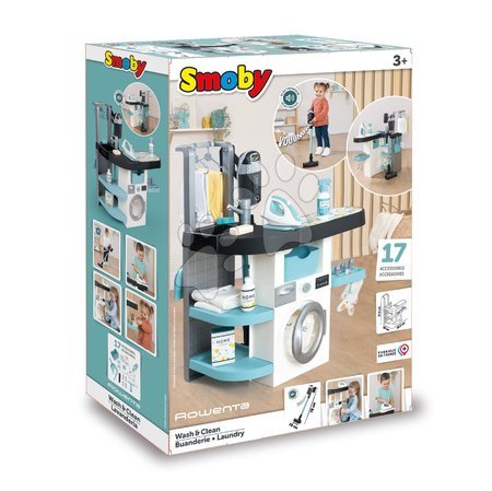 Machines à laver pour enfants - Set de buanderie avec machine à laver à chargement frontal et coiffeuse Princess Wash&Clean Laundry Smoby - 36