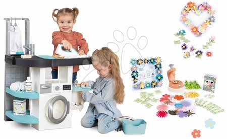 Pretend play sets - Set práčovňa s práčkou s predným plnením a kvetinárstvo s výrobou ozdobných kvetov  Wash&Clean Smoby