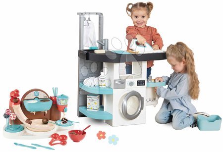 Waschmaschinen für Kinder - Set Wäscherei mit Frontlader-Waschmaschine und verspieltem Kochbuch Rowenta Wash&Clean Wäscherei Smoby