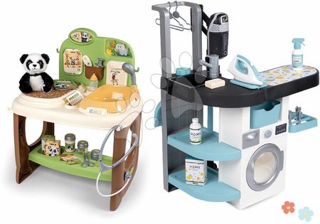 Waschmaschinen für Kinder - Set Waschküche mit Frontlader-Waschmaschine und Tierarztpraxis Rowenta Wash&Clean Wäscherei Smoby