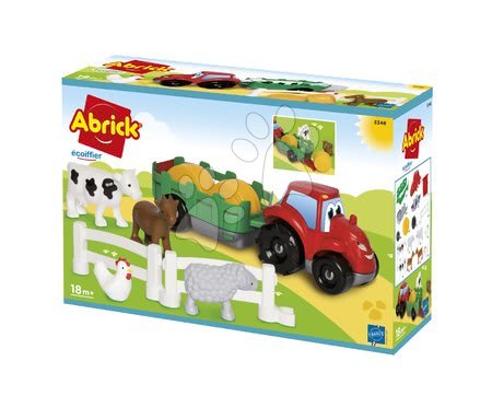 Abrick building toys - Abrick Ecoiffier Tractor with Trailer Building Blocks Set - 2