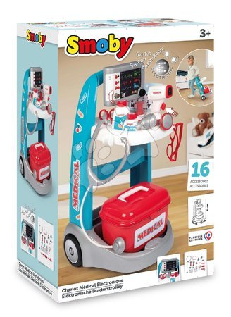 Lékařské vozíky pro děti - Lékařský vozík elektronický Medical Trolley Smoby - 7