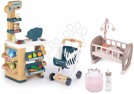 3 - 6 years - Set shop and cradle with carousel Market Smoby