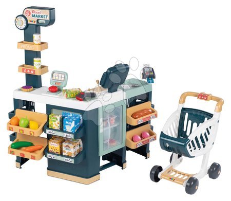 Hry na profese - Set obchod elektronický smíšené zboží s chladničkou Maxi Market a kosmetický stolek Frozen Smoby_1
