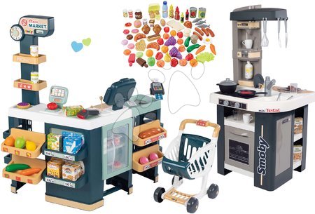 Hry na profese - Set obchod elektronický smíšené zboží s chladničkou Maxi Market a kuchyňka Tefal Smoby