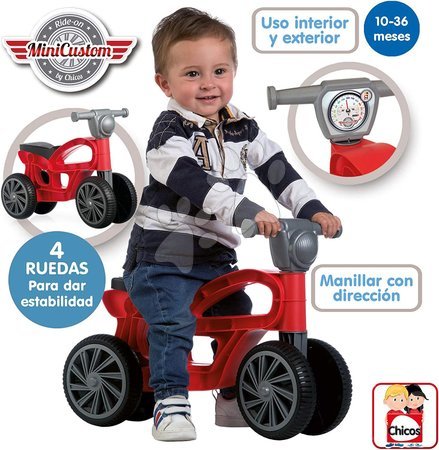 Odrážedla od 12 měsíců - Odrážedlo Mini Custom Red Ride-on Chicos - 3