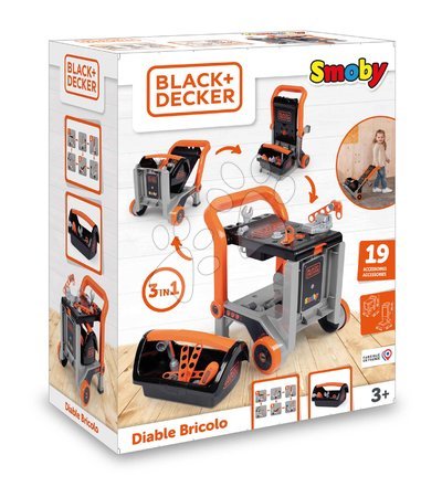 Workbench playsets - Collapsible workshop on wheels Bricolo Devil Workmate 3in1 Black&Decker Smoby - 18