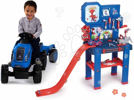  - Set pracovná dielňa a traktor na šliapanie Spidey Bricolo Center Smoby