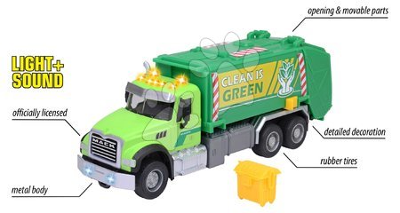 Tovornjaki - Avtomobilček smetarski Mack Granite Garbage Truck Majorette - 3