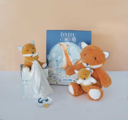 Juguetes para acariciar y dormir - Plyšová líška na maznanie Fox Unicef Collection Doudou et Compagnie - 6