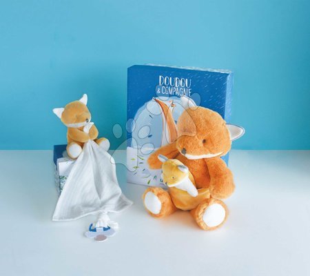 Juguetes para acariciar y dormir - Plyšová líška na maznanie Fox Unicef Collection Doudou et Compagnie - 4