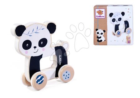 Drewniane zabawki edukacyjne - Drewniane autko Panda EH Push Animal Eichhorn - 2