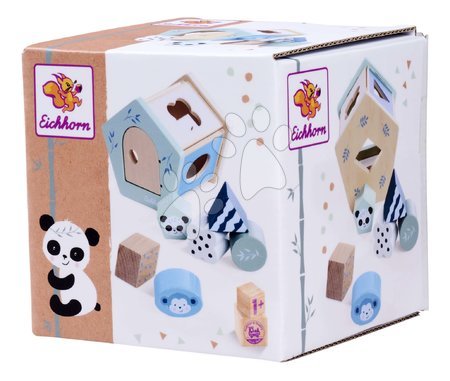 Dřevěné didaktické hračky - Dřevěný didaktický domeček Shape Box Panda Eichhorn - 2