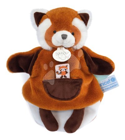 Toys for babies - Plyšová panda na bábkové divadlo Red Panda Hand Puppet Unicef Collection Doudou et Compagnie