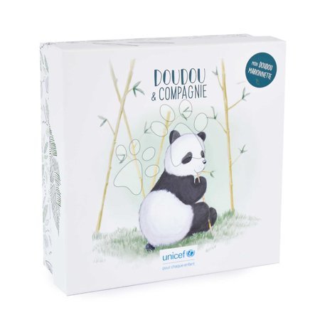 Soft puppets - Plyšová panda na bábkové divadlo Panda Hand Puppet Unicef Collection Doudou et Compagnie - 3