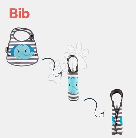 Baberos - Podbradník pre deti a držiak na fľašku Slon Baby Bib & Bottle Holder toTs-smarTrike - 4