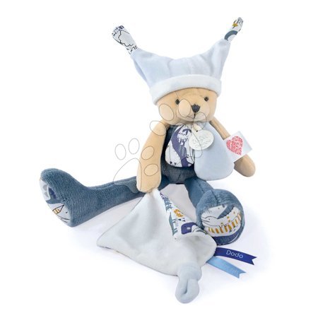 Teddy bears - Plyšový medvedík s handričkou Plush Bear Blue Doudou et Compagnie