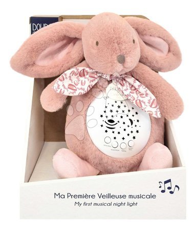 Toys for babies - Plyšový zajačik Musical Night Light Star Projector Pink Doudou et Compagnie_1