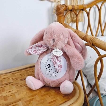 Plush rabbits - Plyšový zajačik Musical Night Light Star Projector Pink Doudou et Compagnie - 2