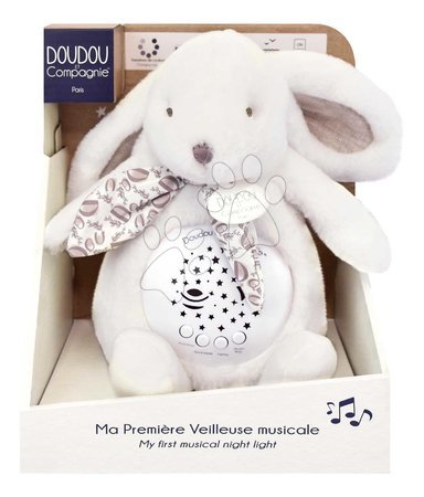 Toys for babies - Plyšový zajačik Musical Night Light Star Projector White Doudou et Compagnie_1