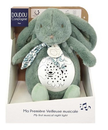 Toys for babies - Plyšový zajačik Musical Night Light Star Projector Green Doudou et Compagnie_1