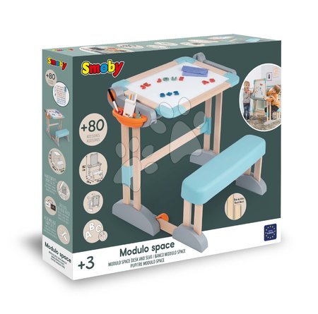 Set lavagna e sedie - Set banco scuola Modulo Space in legno pieghevole magnetico Smoby - 64