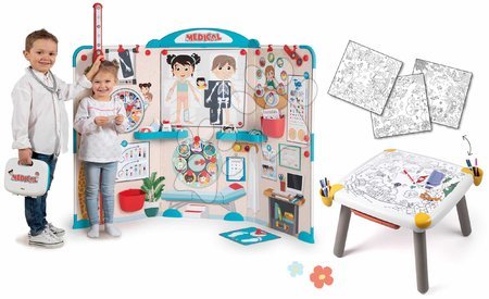 Igračke za djecu od 2 do 3 godine - Set kreatívny stôl a lekárska ordinácia Kid Creative Table Smoby