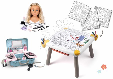 Igračke za djecu od 2 do 3 godine - Set kreatívny stôl a česacia hlava Kid Creative Table Smoby