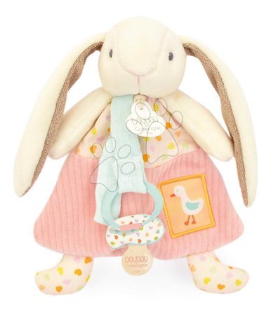 Toys for babies - Plyšový zajačik s klipom na cumlík Lapin Ciboulette Doudou Dummy Holder Doudou et Compagnie