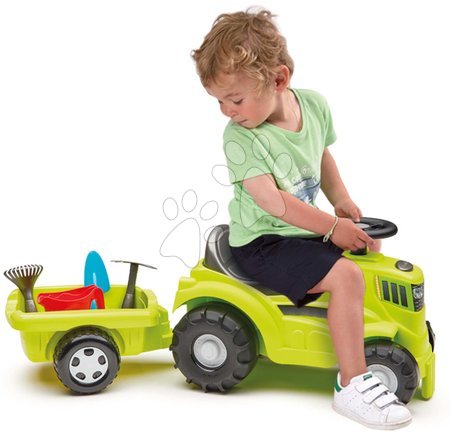 Voitures à pédales pour enfants et accessoires - Set de tracteur à pédales avec draisienne et remorque Builder Max Tractor Smoby - 4