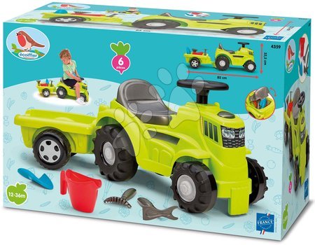 Voitures à pédales pour enfants et accessoires - Set de tracteur à pédales avec draisienne et remorque Builder Max Tractor Smoby - 29