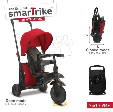 Tříkolky od 10 měsíců - Tříkolka skládací smarTfold 7v1 smarTrike - 3