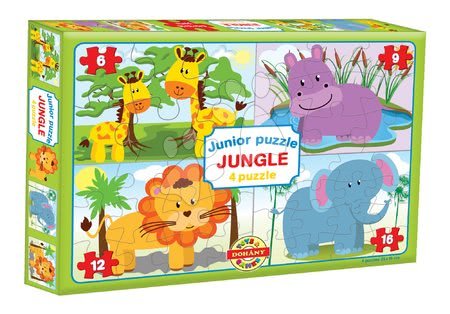 Hračky pre najmenších - Puzzle Junior Jungle 4 Zvieratká z džungle Dohány