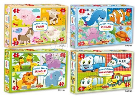 Hračky pre najmenších - Puzzle Junior Jungle 4 Zvieratká z džungle Dohány_1
