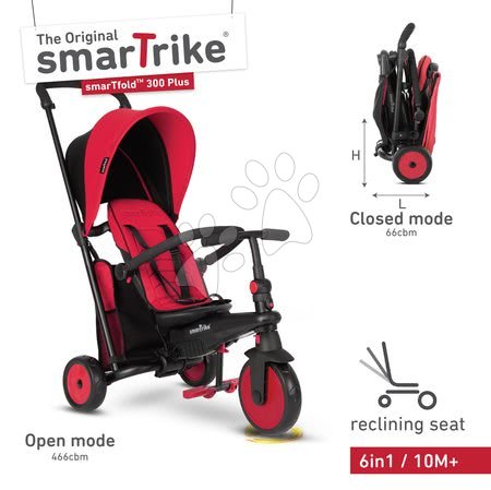 Tříkolky od 10 měsíců - Tříkolka skládací a sklápěcí smarTfold 6v1 smarTrike 300 Plus TouchSteering - 10