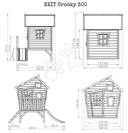 Kerti játszóházak fából - Házikó pilléreken cédrusból Crooky 300 Exit Toys  - 6