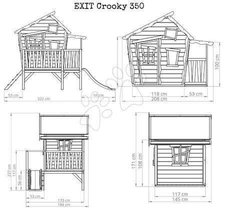 Wooden playhouses - EXIT Crooky 350 wooden playhouse - grey beige - 9