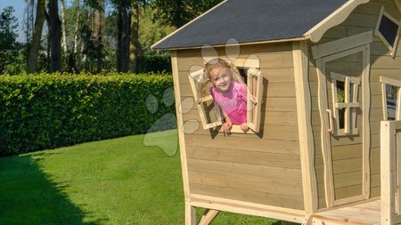 Wooden playhouses - EXIT Crooky 350 wooden playhouse - grey beige - 4