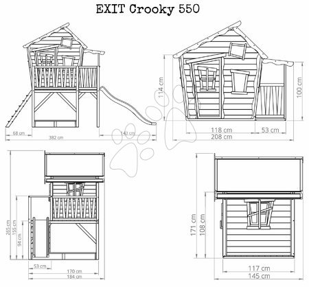 Kerti játszóházak fából - Házikó pilléreken cédrusból Crooky 550 Exit Toys  - 6