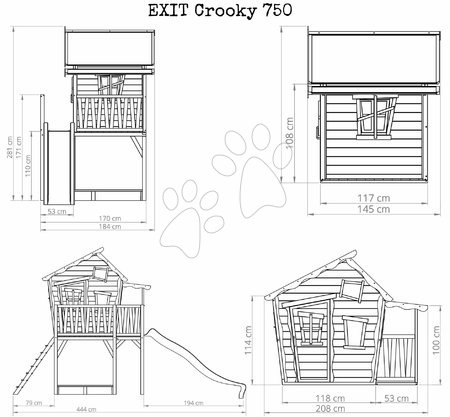 Wooden playhouses - EXIT Crooky 750 wooden playhouse - grey beige - 6